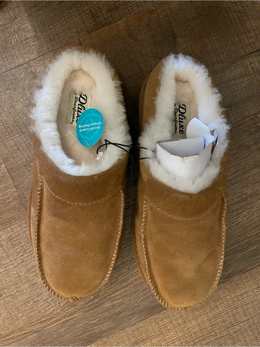 dearfoams Chestnut Brown Faux-Fur Lined  Slip-On Slippers